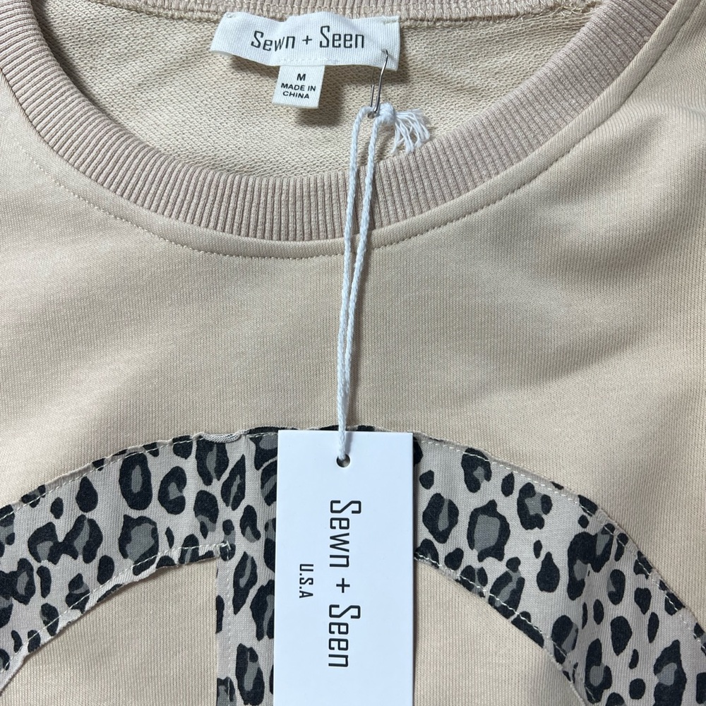 Women's Beige Peace Sign Sweater - Picture 3 of 3